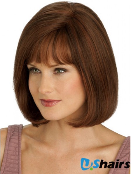 Real Hair Women Bob Wigs Mono Straight Style 