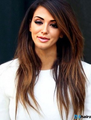 Full Lace Long Brown Layered Straight Black Woman Hair Girls