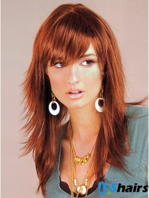 Synthetic Hair UK Auburn Color Long Length Layered Cut With Capless