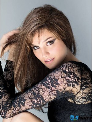 16 inch Straight Layered Monofilament Brown Exquisite Long Wigs