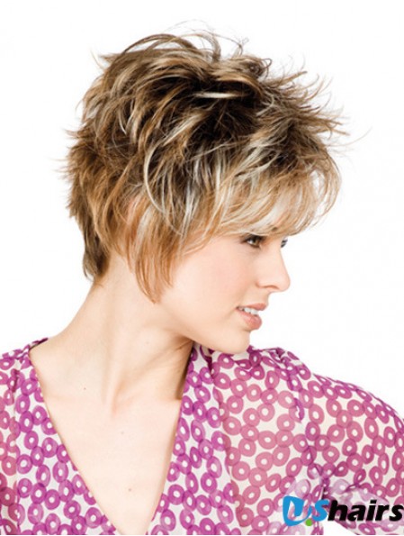 New 8 inch Straight Blonde With Bangs Short Wigs