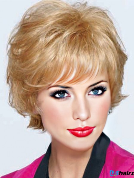 Best Blonde Short Wavy Classic Monofilament Wigs