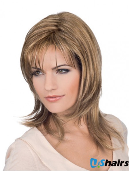 Shoulder Length Blonde Layered Wavy Perfect Full Lace Wigs