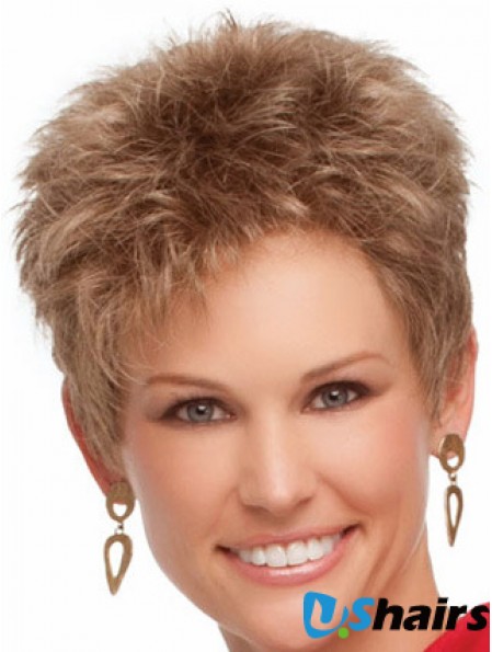Cropped Boycuts Wavy Blonde Suitable Synthetic Wigs