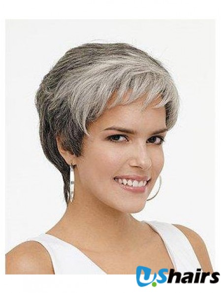 Synthetic Natural Short Wavy Grey Wigs