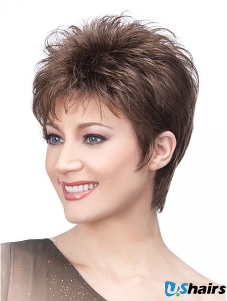 Straight Browns Wigs Cropped Length