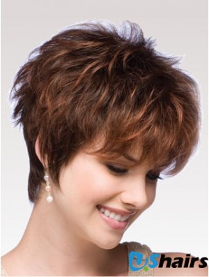 Auburn Wig Boycuts Auburn Color Short Length Wavy Style