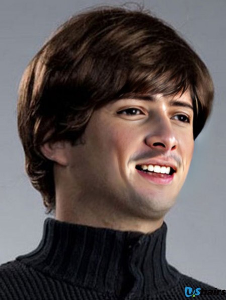 Synthetic Brown Capless Straight Short Wig For Sale Man