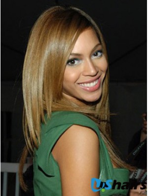 Brown Long Straight Without Bangs Lace Front 18 inch  Wigs