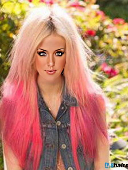 24 inch Ombre/2 Tone Long Without Bangs Straight Style Lace Wigs