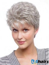 Grey Synthetic  Wigs For Elderly Lady UK Sale