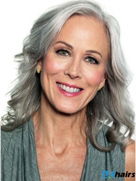 Wavy Monofilament 14 inch Gorgeous Shoulder Length Grey Wigs